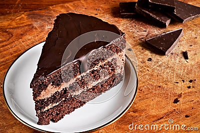 Piece of chocolate cake Stock Photo