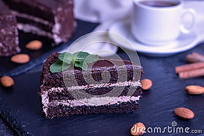 Piece of chocolate cake Stock Photo