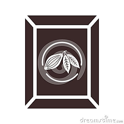 Piece of Chocolate Silhouette. Sweet cacao snack. Candy bar shadow for logo, sticker, print, recipe, menu, package Vector Illustration