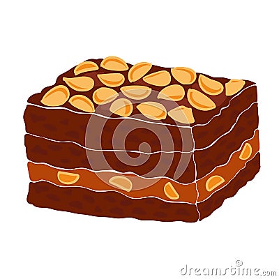 Piece of a classic chocolate brownie Vector Illustration