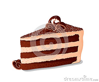 A piece of cream brulee cake Vector Illustration