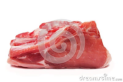 Piece of crude meat of pork on a white background Stock Photo