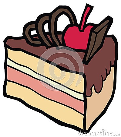 Piece of delicious chocolate cake Vector Illustration