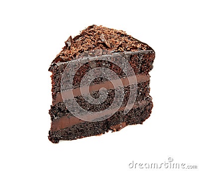 Piece of delicious chocolate cake on white background Stock Photo