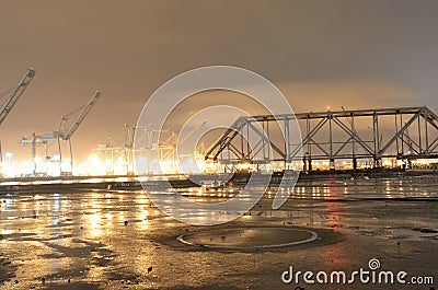 Piece of the dismantled Oakland San Francisco Bay Bridge Waiting To Be Shipped Editorial Stock Photo