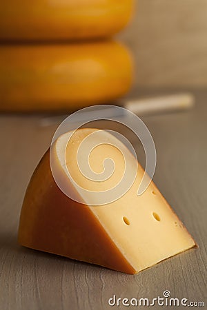 Piece of Dutch Gouda cheese Stock Photo