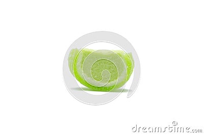 A piece of Gelatin jelly green color candy Watermelon design. Stock Photo