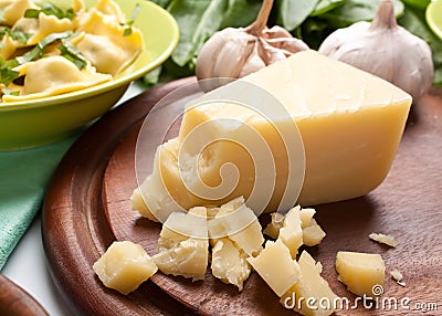 Piece of hard cheese Stock Photo