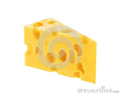 Piece of hard cheese isolated. Swiss or maasdam Stock Photo