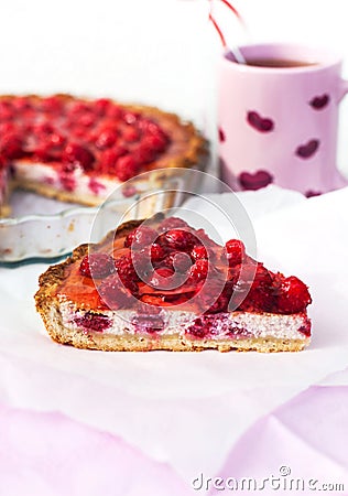 Piece of homemade raspberry pie Stock Photo