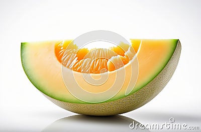 A piece of juicy melon on a white background Stock Photo