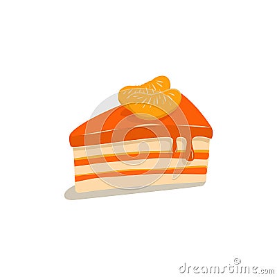 Piece orange cake isolated vector illustration Vector Illustration