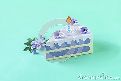 Piece of paper blueberry cake Stock Photo