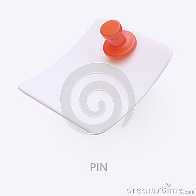 Piece of paper pinned with red pushpin. Reminder sticker mockup Vector Illustration