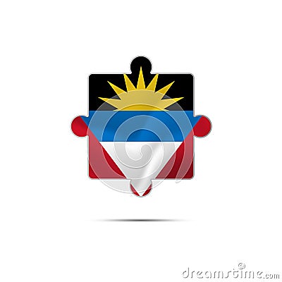 piece of puzzle with the Antigua and Barbuda flag. Vector. Vector Illustration