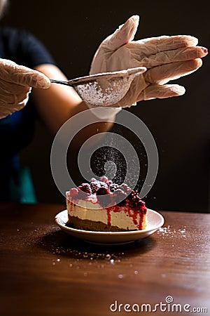 Raspberry cheesecake Stock Photo