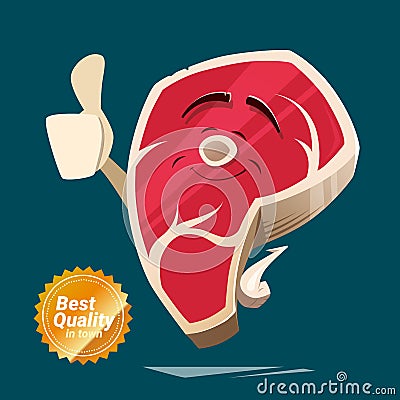 Piece of red raw fresh meat Vector Illustration