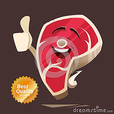 Piece of red raw fresh meat Vector Illustration