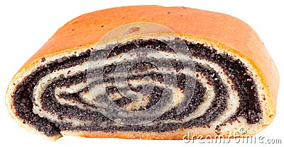 Piece of Roll with Poppy Seeds Stock Photo