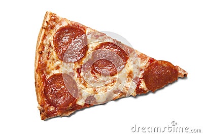 Piece of salami pizza Stock Photo