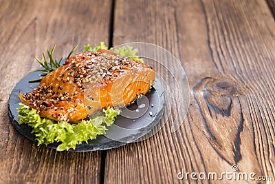 Piece of Smoked Salmon Stock Photo