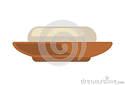 A piece of soap in dish Vector Illustration