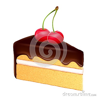 Piece of sponge cake. Vector Illustration