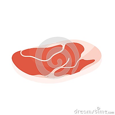 Piece of steak, meat food product, uncooked raw meat slice for butcher shop assortment Vector Illustration