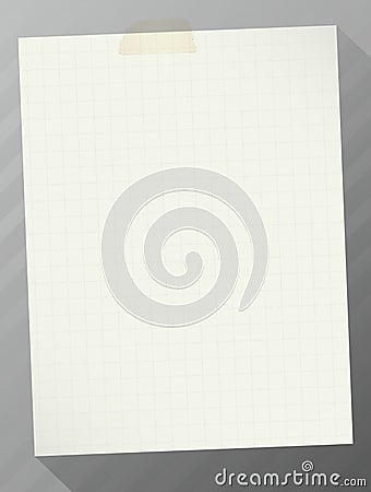 Piece of torn graph note paper with long shadow Vector Illustration