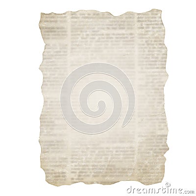 Piece of torn newspaper isolated on white background. Old grunge newspapers textured paper collection Stock Photo