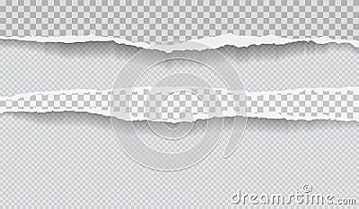 Piece of torn, squared note paper strips with soft shadow is on grey diamond background. Vector illustration Vector Illustration