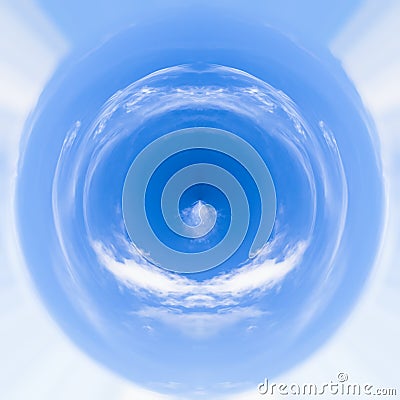 A piece of warm summer sky. Polar coordinates, a circular image of soft clouds in a bright blue sky Stock Photo