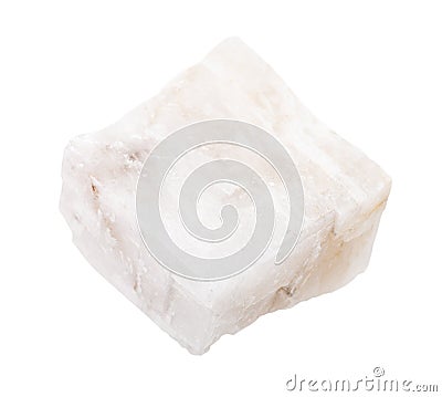 piece of white Calcite rock isolated on white Stock Photo