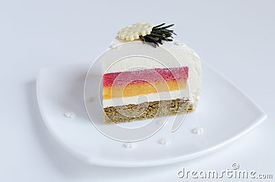 Piece of white mousse cake Stock Photo