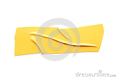 Piece of yellow insulating tape on white, top view Stock Photo