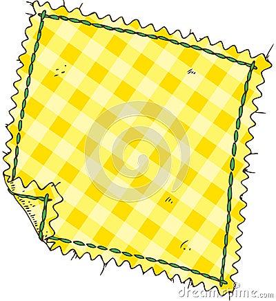 Piece of Yellow Plaid Fabric Vector Illustration