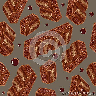 Pieces of aerated chocolate on a gray background Vector Illustration