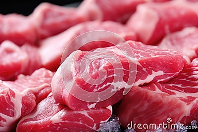 Pieces of appetizing fresh pork close up Stock Photo
