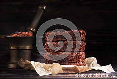 Pieces chocolate Brownie cake Stock Photo