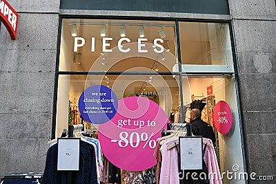 PIECES CLOSE STORE Editorial Stock Photo