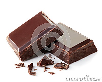 Pieces of dark chocolate Stock Photo