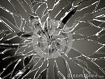 Pieces of demolished or Shattered glass Stock Photo