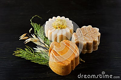 Pieces of different natural soap Stock Photo