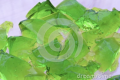 Pieces of green jelly Stock Photo