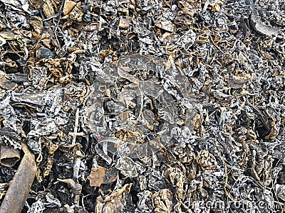 Pieces of iron parts from scrapped cars and other metal Stock Photo