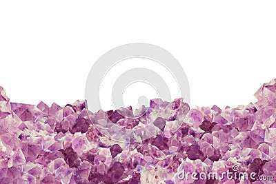 Pieces of natural amethyst over white as a background Stock Photo