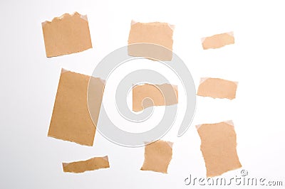 Pieces of notepaper on white background Stock Photo