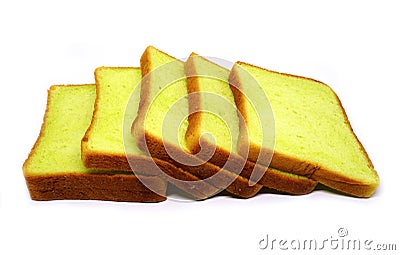 Pieces of pandan flavor breads, isolated Stock Photo