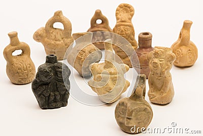 Pieces of peruvian pottery, inca ceramic Stock Photo