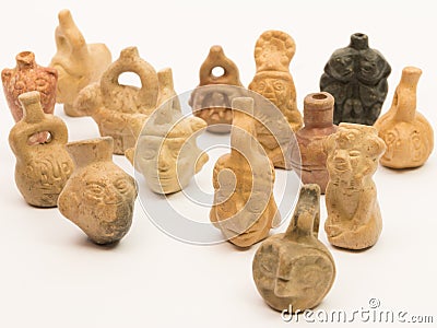 Pieces of peruvian pottery, inca ceramic Stock Photo